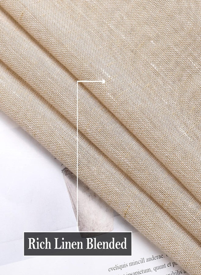 MISS SELECTEX Miss SELETEX Semi-Sheer Curtains Natural Linen Blended Curtains 2 Panels,Privacy Added Premium Soft Rich Cotton Linen Material Drapes for Bedroom/Living Room/Sliding Door, 52x63-Inch-Caramel - Image 2